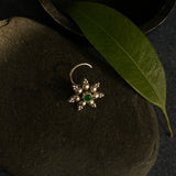 Pretty Flower Nose Pin (Emerald)