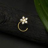 Zircon Floral Nose Pin (Gold Plated)