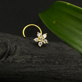Zircon Floral Nose Pin (Gold Plated)