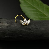Zircon Petals Nose Pin (gold plated)