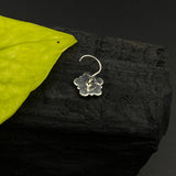 ⁠Green Kundan Flower Nose Pin