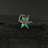 Green & Red Kundan Nose Pin