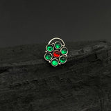 ⁠Green & Red Marigold Nose Pin
