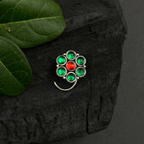 ⁠Green & Red Marigold Nose Pin