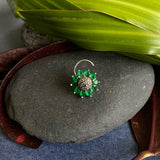 Emerald Bloomed Flower Nose Pin