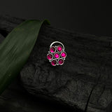 Hot Pink Kundan Flower Nose Pin