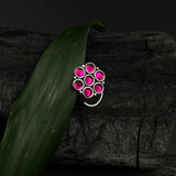 Hot Pink Kundan Flower Nose Pin