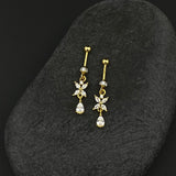 Zircon Flower Helix Drops(Gold Plated)