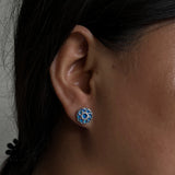 Blue Opal Mandala Ear Studs