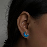 Blue Opal Moon & Star Ear Studs