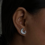 Opal Moon & Star Ear Studs
