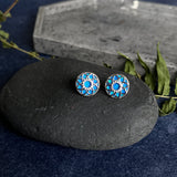 Blue Opal Mandala Ear Studs