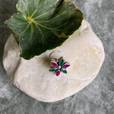 Ruby & Emerald Wildflower Nose Pin