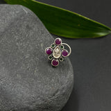 RubyEmerald & Zircon Nose Pin