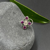 RubyEmerald & Zircon Nose Pin