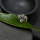 Silver Petals Nose Pin (Zircon)