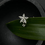 Zircon Flower Droplet Nose Pin(silver)