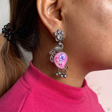 Hand Painted Paisley Earrings (pink)