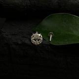 Crescent & Flower Zircon Nose Pin