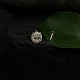 Crescent & Flower Zircon Nose Pin