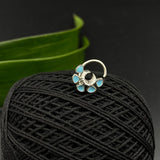 Aqua Crescent Nose Pin