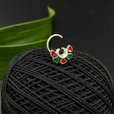 Green & Red Crescent Nose Pin