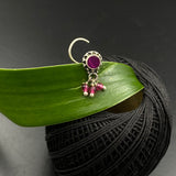 Ruby Hanging Beads Nose Pin