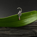 Silver Tribe Hanging Bead Nose Pin (pink)