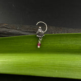 Pink Bead Silver Hanging Nose Pin