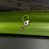 Pink Bead Silver Hanging Nose Pin