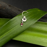Silver Shell Hanging Bead Nose Pin (Pink)
