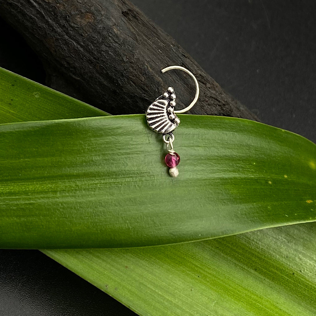 Silver Shell Hanging Bead Nose Pin (Pink) – Gypsy Maal