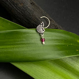 Silver Shell Hanging Bead Nose Pin (Pink)