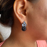 Black & Zircon Stone Ear Studs
