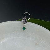Silver Shell Hanging Bead Nose Pin (Green)