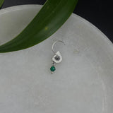Silver Shell Hanging Bead Nose Pin (Green)