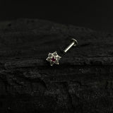 Zircon & Ruby Flower Nose Pin
