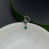 Green Bead Silver Hanging Nose Pin