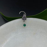 Silver Tribe Hanging Bead Nose Pin (Green)