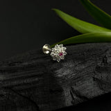 Zircon With Ruby Nose Pin