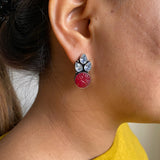 Red & Stones Ear Studs