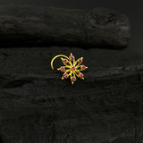 Intricate Ruby Flower Nose Pin