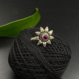 Bloomed Ruby Flower Nose Clip-On