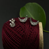 Zircon Crescent Moon Ear Studs