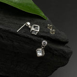 Zircon In A Cube Drop Ear studs