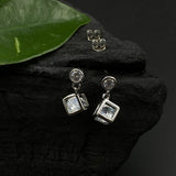 Zircon In A Cube Drop Ear studs