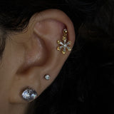 Zircon Snow Flake Helix Drops(Gold Plated)
