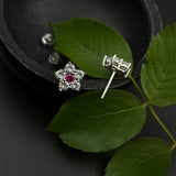 Ruby & Zircon Floral Ear Studs