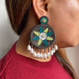 Lime Green Aztec Earrings