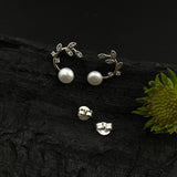Leaf With Pearl Ear Studs